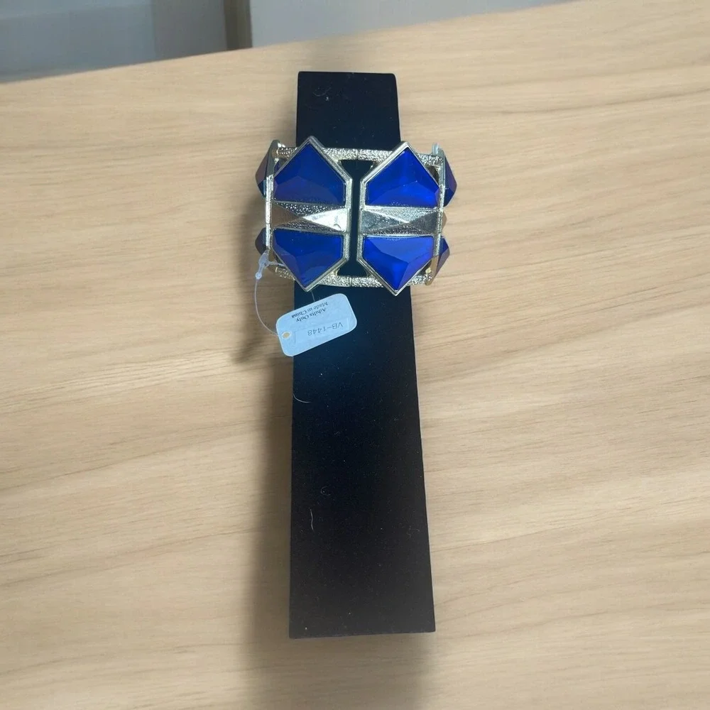 Cherry Blue And Gold Stretch Bracelet‎ New With Tags